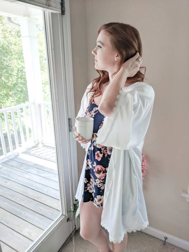 mashed night gown, made using navy blue floral fabric