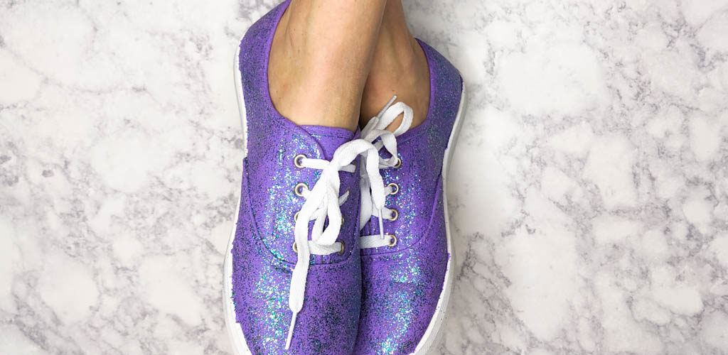 glitter purple shoes