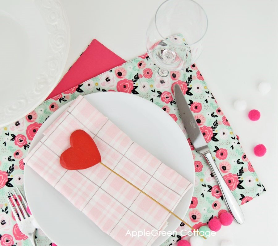 A hand made Valentines themed placemat.
