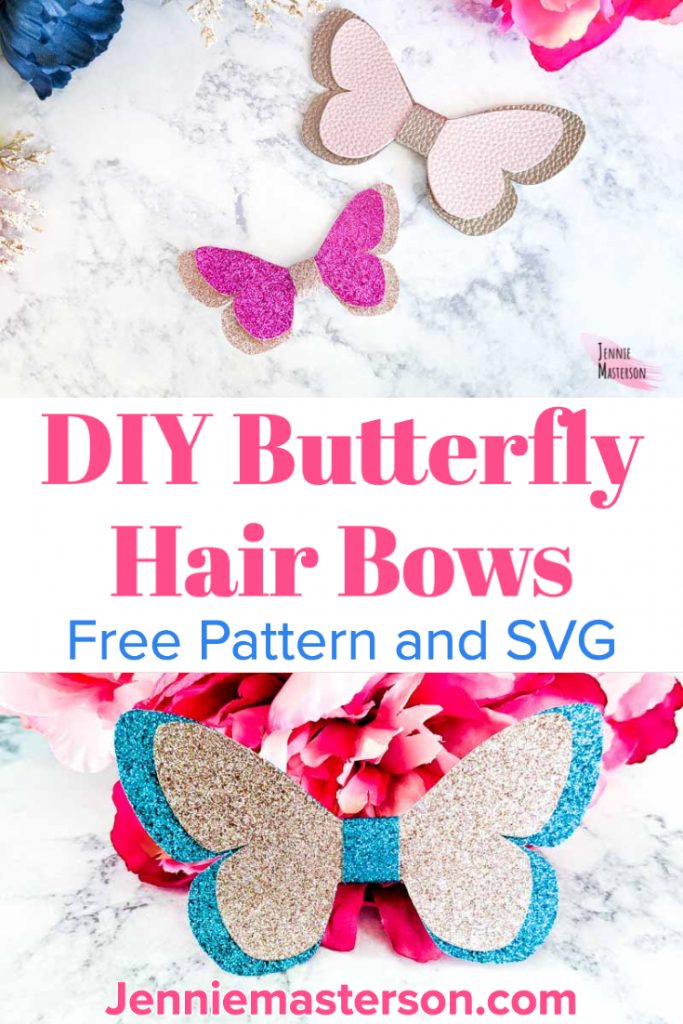 DIY Butterfly hair bows pinterest image.