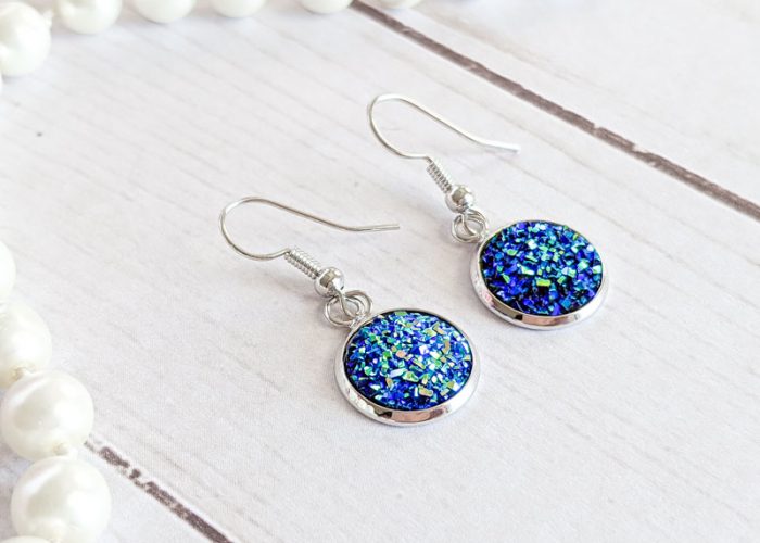A pair of faux druzy stone earrings