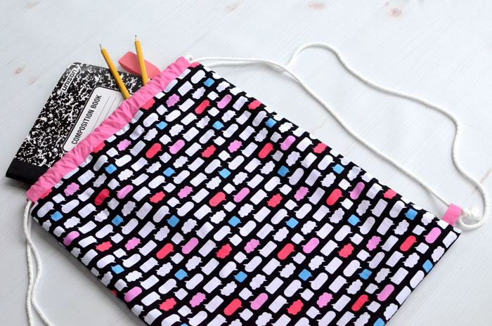 Easy to sew drawstring backpack.