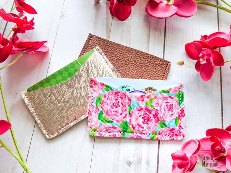 Three easy to sew card wallets in a stack