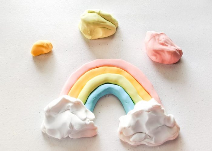 Rainbow made out of cloud dough